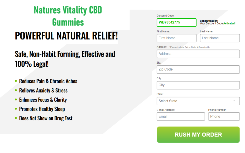 Natures Vitality CBD Gummies Order